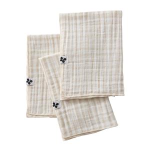 JOEL - Lot de 3 Serviettes 40x40cm Gaze de Coton Vichy Coloris Pampa