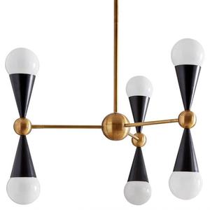 CARACAS-Suspension 6 Lumières Laiton/Métal variable Ø73/86.4cm Noir