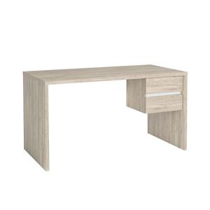 CLARIO - Bureau 2 Tiroirs Effet Bois Clair et Blanc Mat