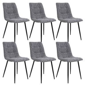 STRIB - Lot de 6 Chaises Tissu Gris Tacheté et Piétement Acier