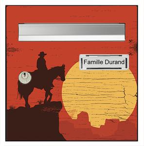 Sticker pour boîte aux lettres, Cowboy au coucher du soleil