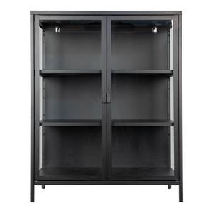 HENDRA - Vitrine 2 Portes Verre et Acier Noir H101cm