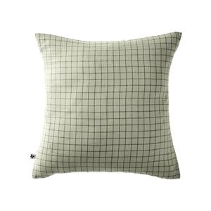 OUREA MOTIF - Taie d'Oreiller 60x60cm Gaze de Coton Vert d'Eau à Petits Carreaux