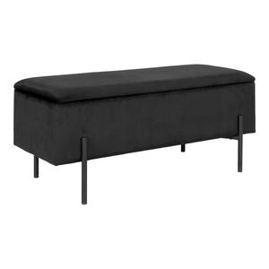 BLAIRE - Banc-Coffre Velours Noir Pieds Métal