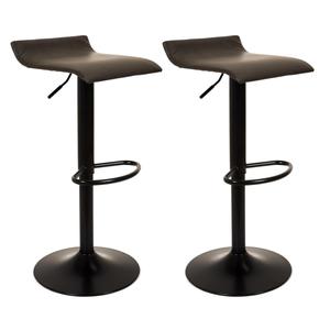 BOLY - Lot de 2 Tabourets Simili Cuir Marron Foncé