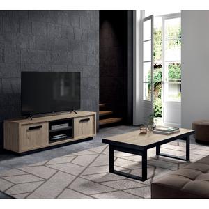 JACKSON - Ensemble Meuble TV + Table Basse Effet Bois Clair