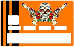 Sticker pour carte bancaire, Catarina Calavera, la santa muorte, Orange & Black